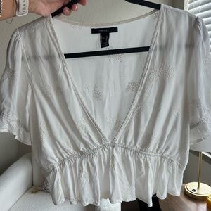 White Embroidered Top by Forever 21 | Size M